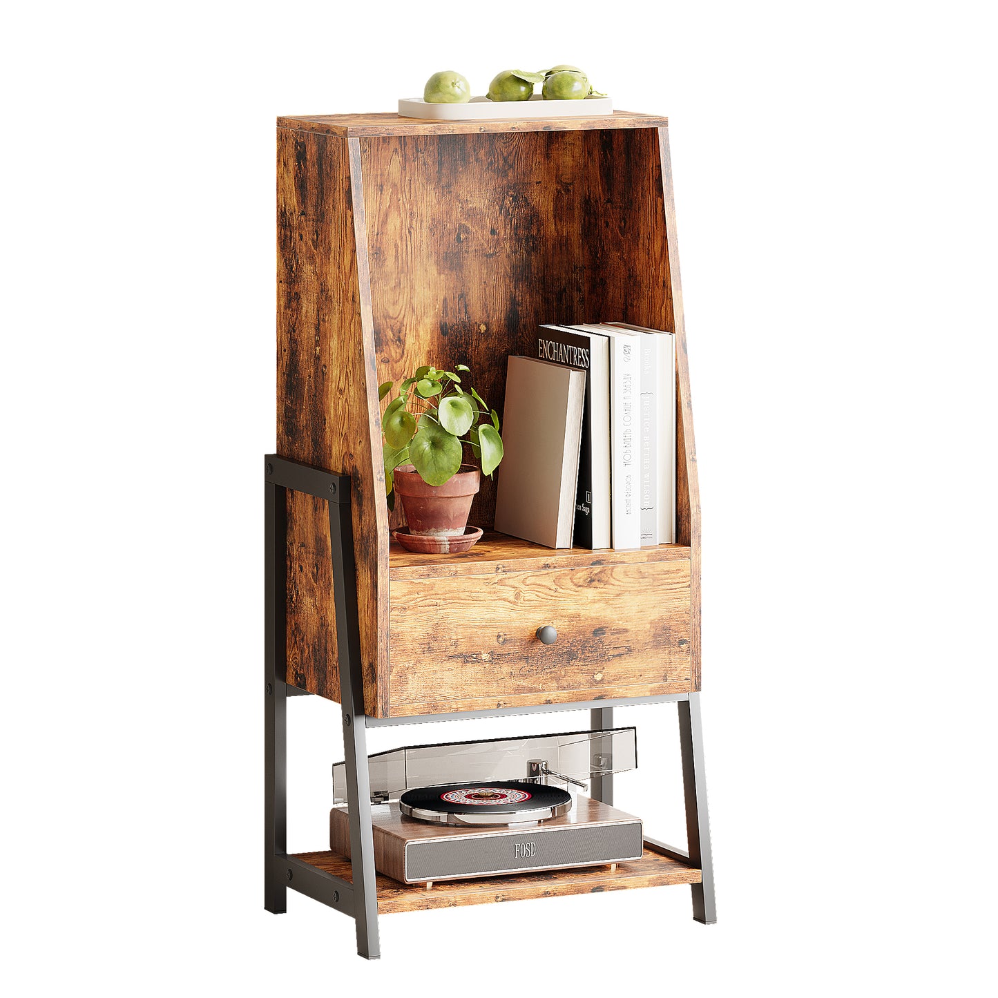 2-Tier Wood Bookshelf With Metal Frame | ZENIRA