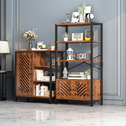 Bookshelf with Doors and Standing Storage Cabinet-4598