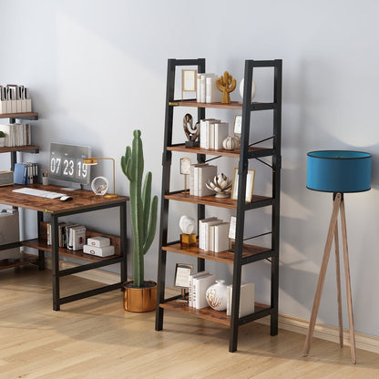 Industrial 5-Tier Bookshelf