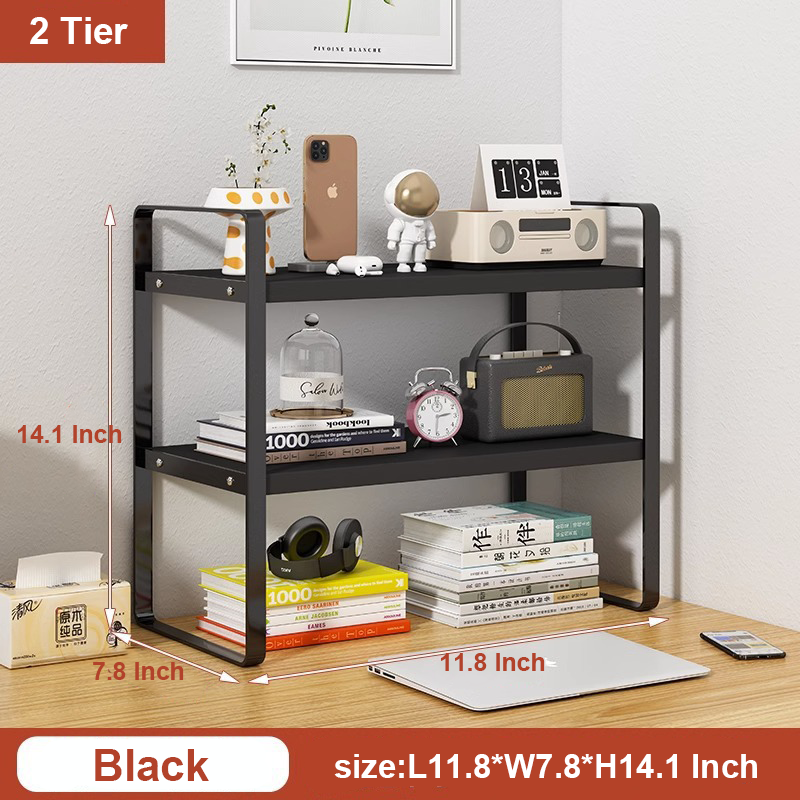 Desktop Multi-Tier Shelf black 2 tier