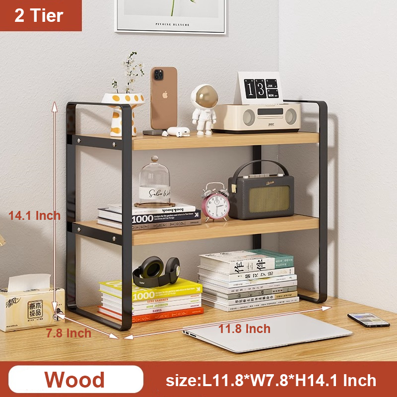 Desktop Multi-Tier Shelf wood 2 tier