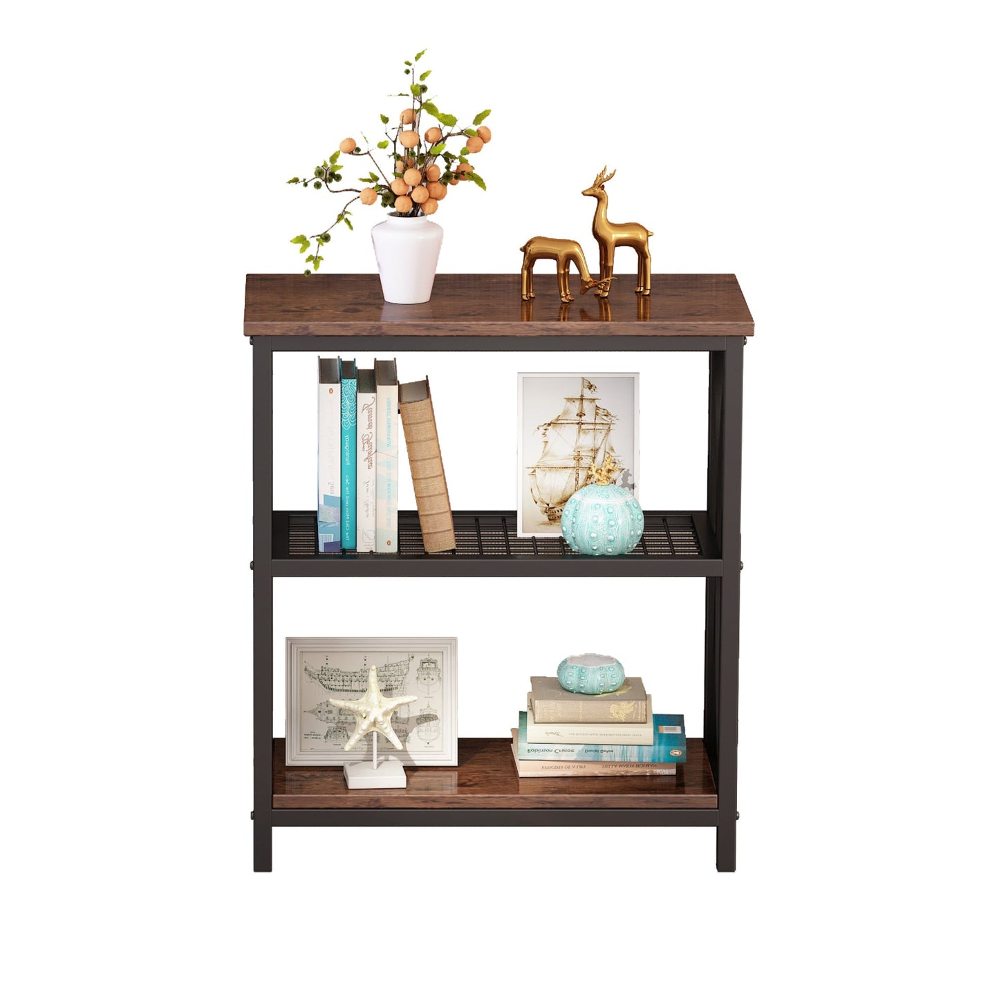 3-Tier Single Display Rack French Oak-58