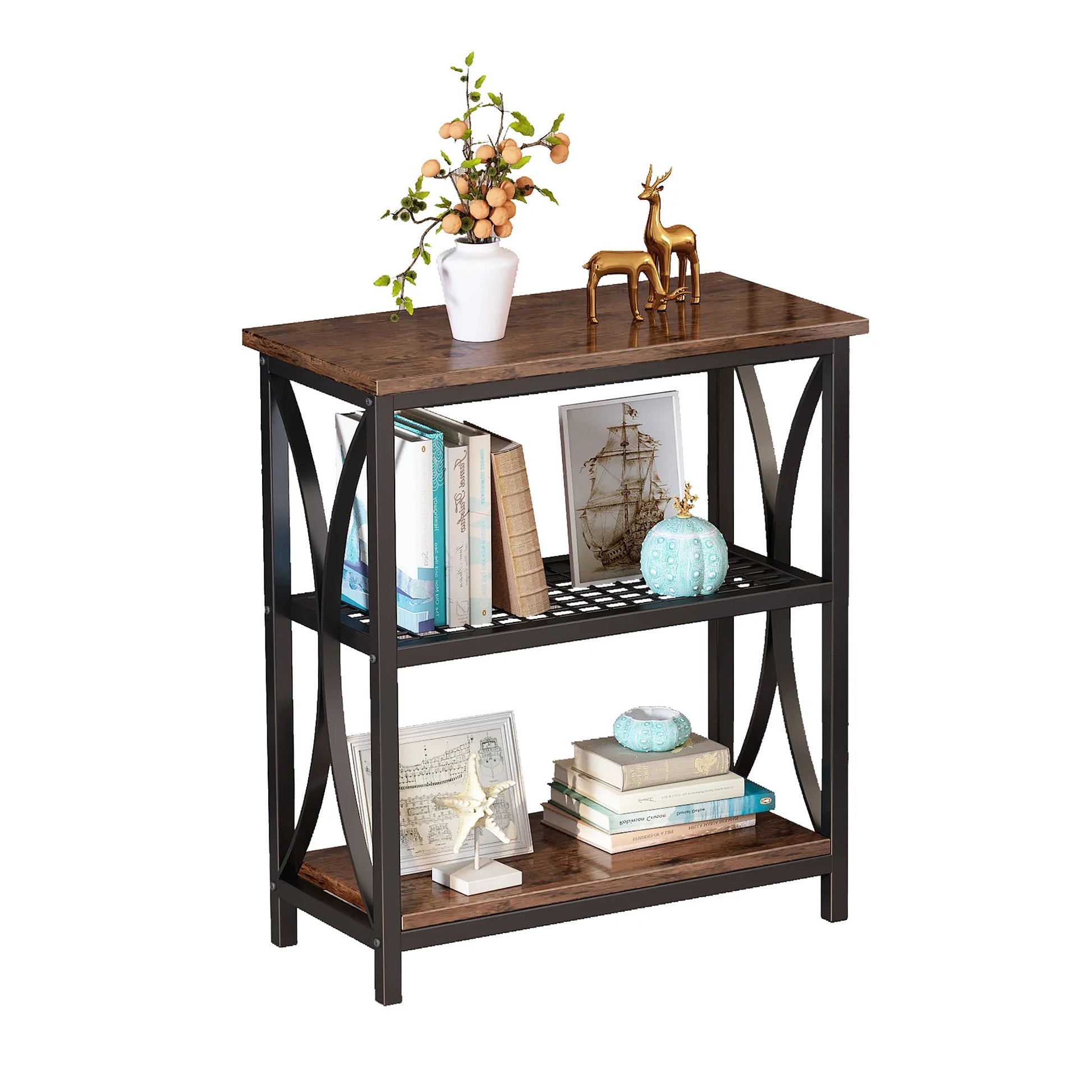 3-Tier Single Display Rack French Oak-256