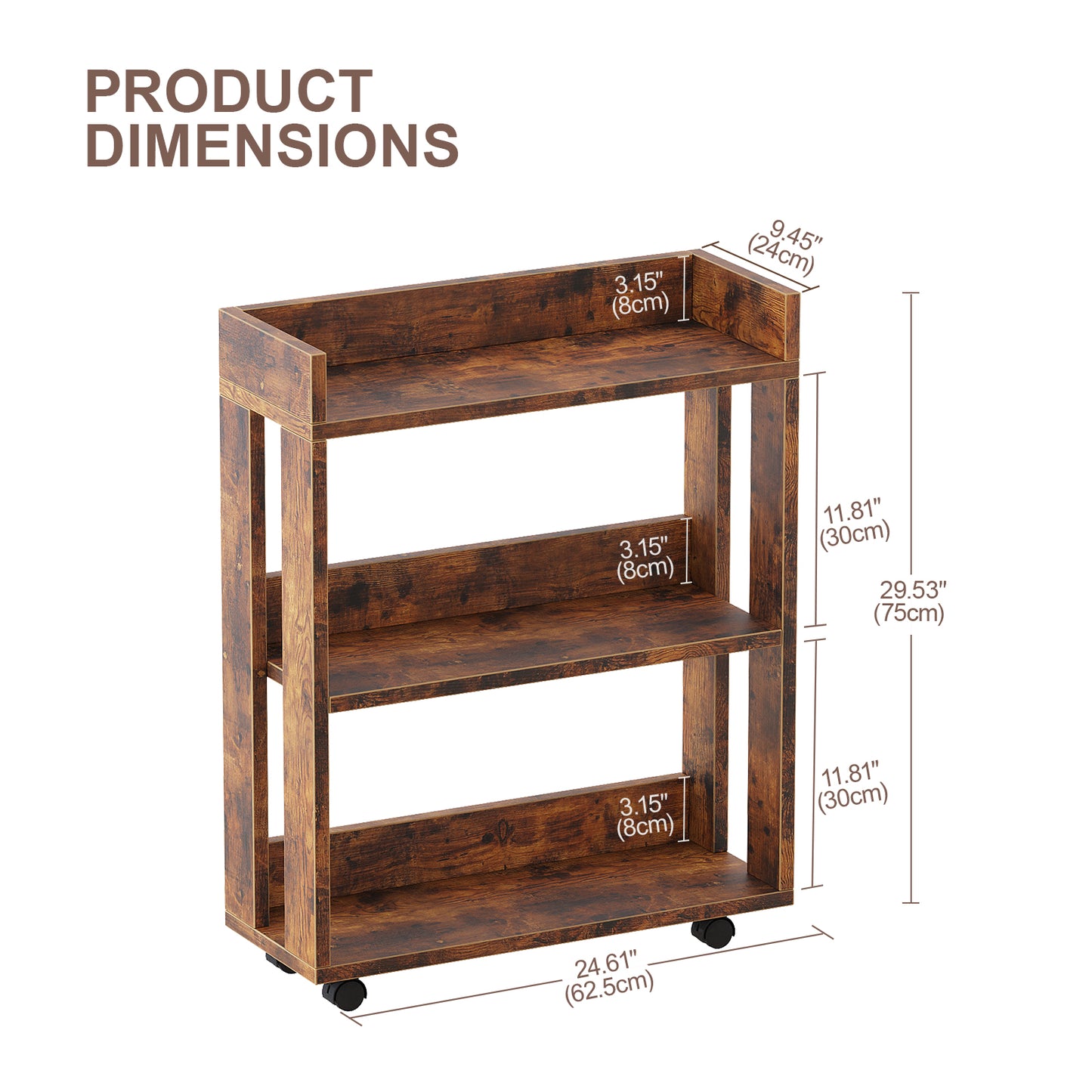 3-layer Open Wooden Bookshelf Storage Rack-485