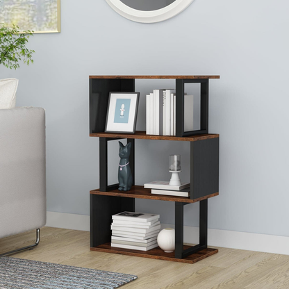 3-tier Open Storage Shelving with Wood Look Accent Metal Frame-498