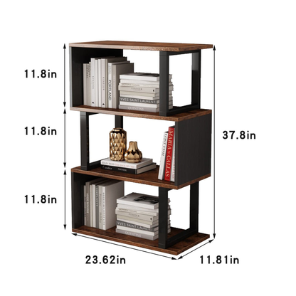 3-tier Open Storage Shelving with Wood Look Accent Metal Frame-4863