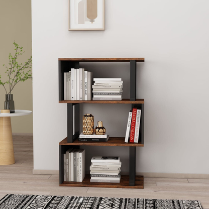 4-tier Open Storage Shelving with Wood Look Accent Metal Frame-498