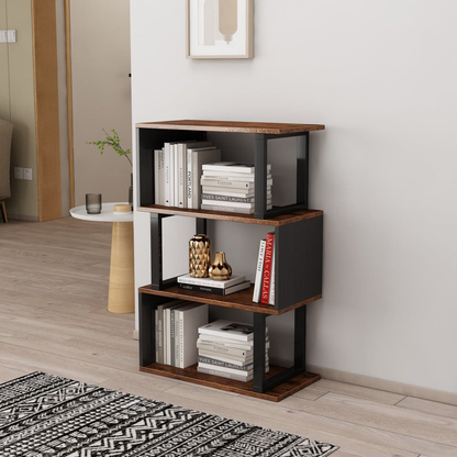 3-tier Open Storage Shelving with Wood Look Accent Metal Frame-48