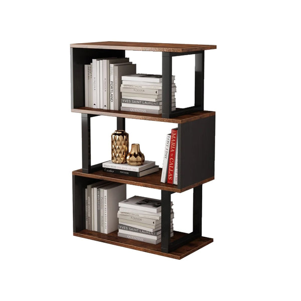 4-tier Open Storage Shelving with Wood Look Accent Metal Frame-469