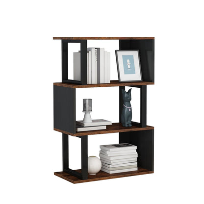 3-tier Open Storage Shelving with Wood Look Accent Metal Frame-48