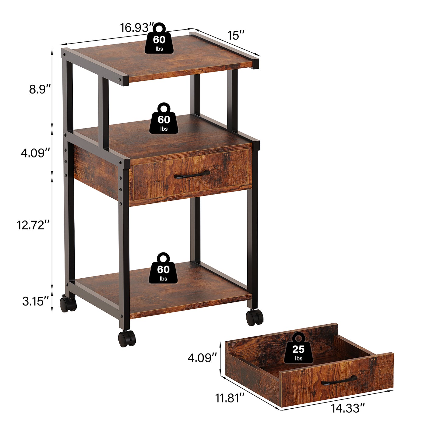 3 Tier Home Office Printer Stand-165