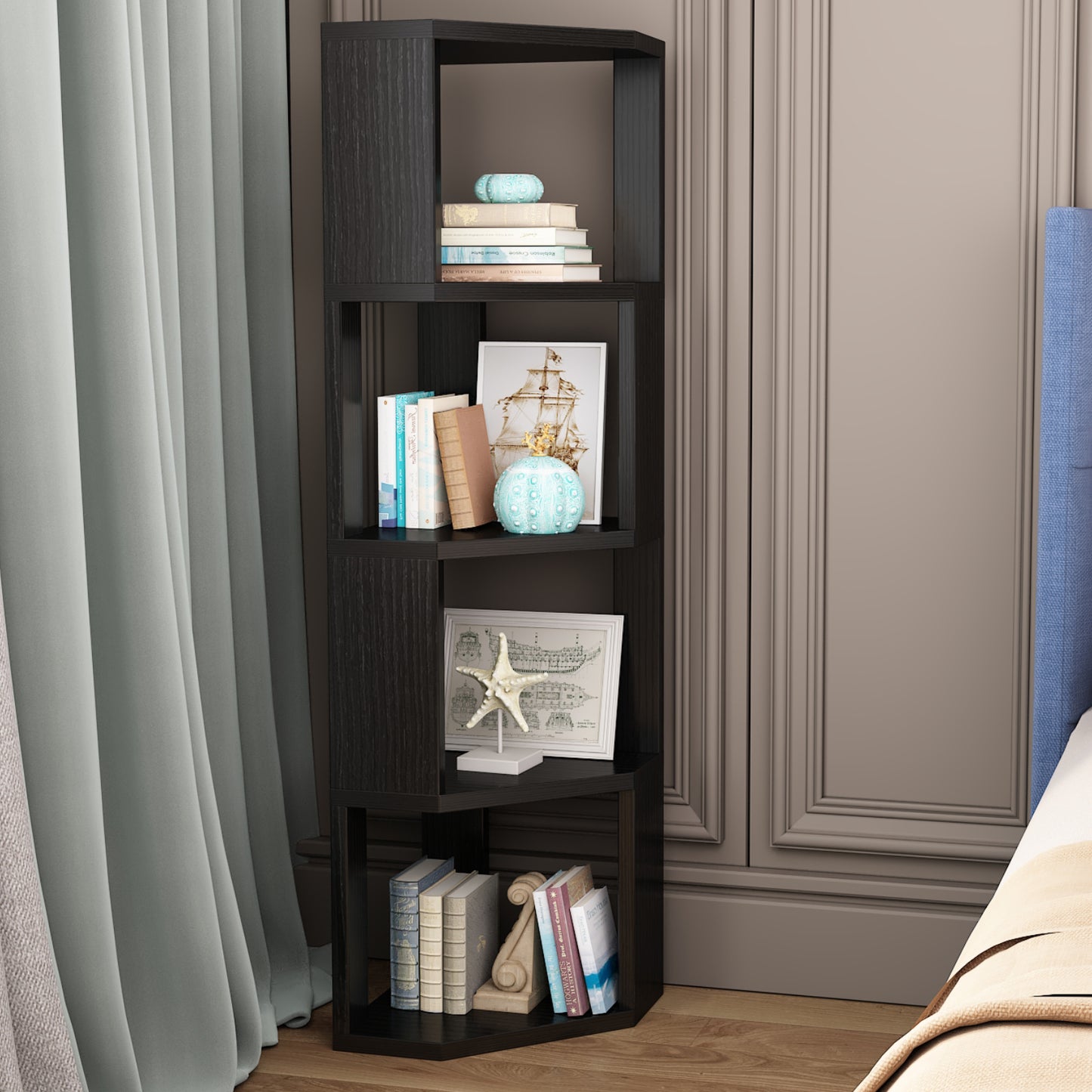 4 Shelves Single-sided Bookcase Display Stand-48