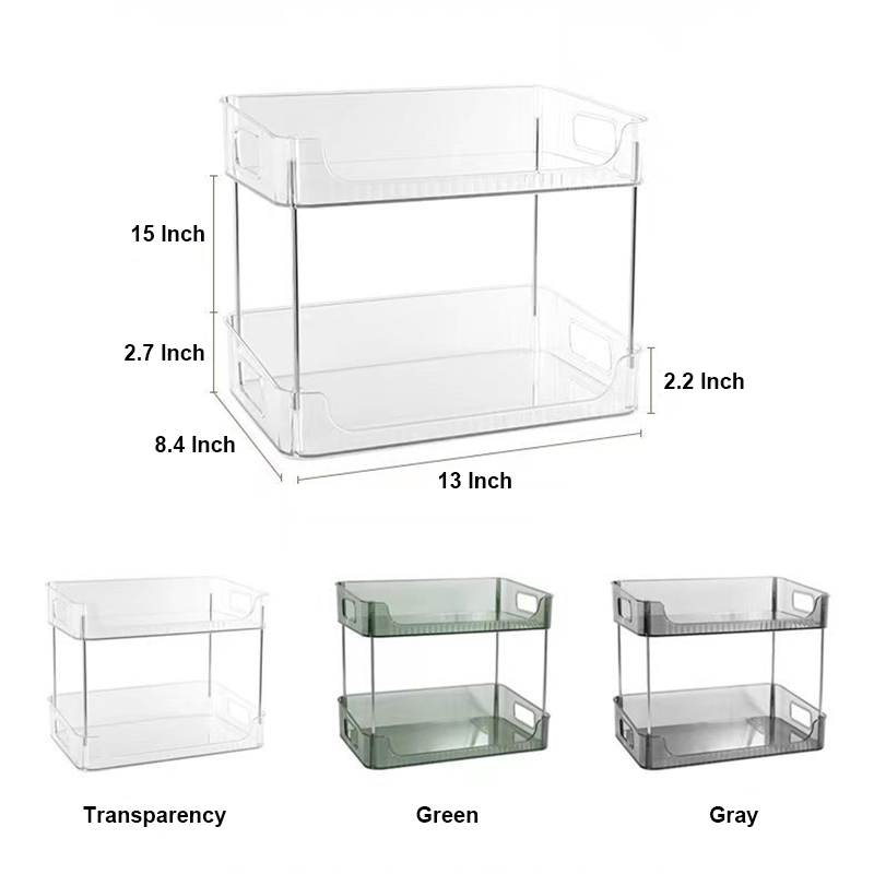 Desktop transparent multifunctional double-layer folding storage rack size