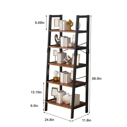 Industrial 5-Tier Bookshelf size