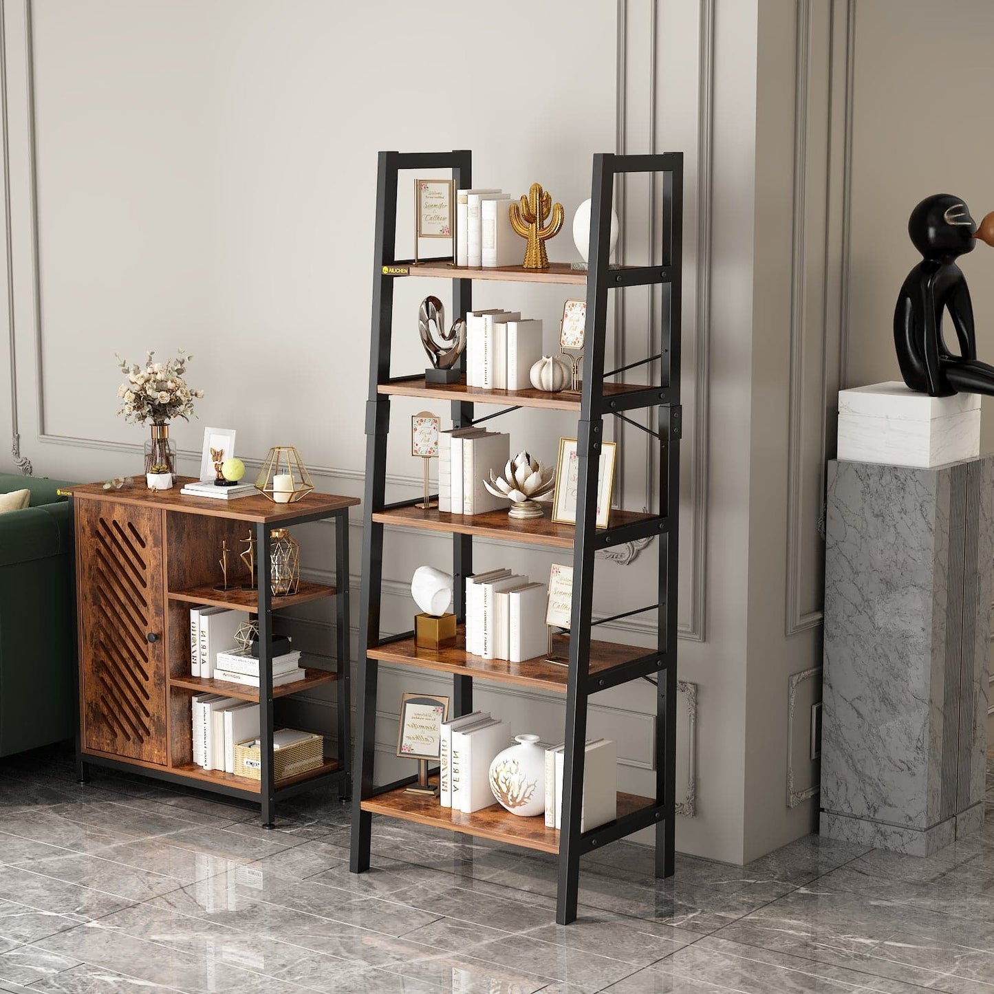 5-Tier Bookshelf Wood Look