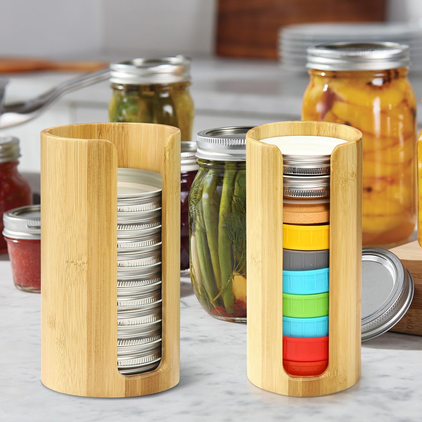 Mason Jar Lid Bamboo Storage Box (2 pcs)