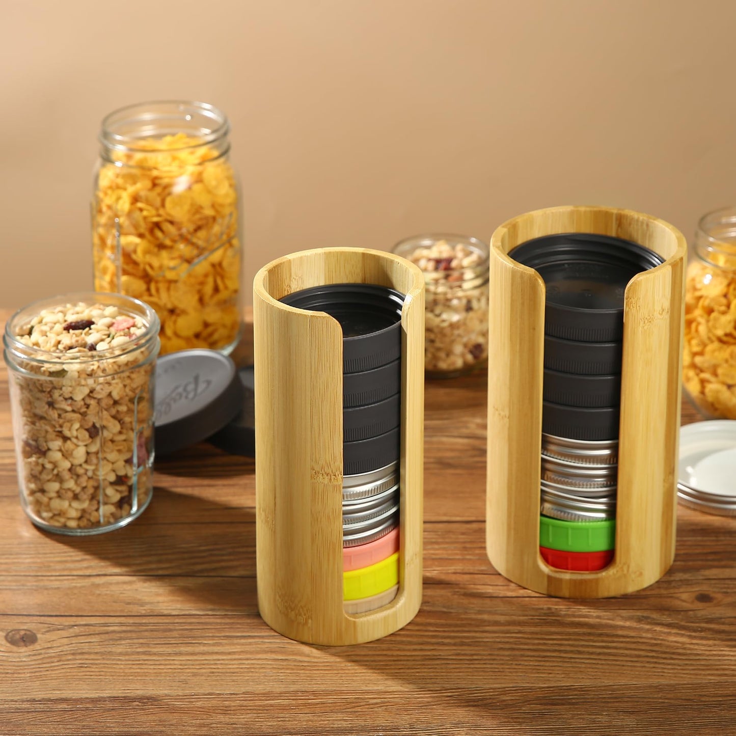 Mason Jar Lid Bamboo Storage Box (2 pcs)