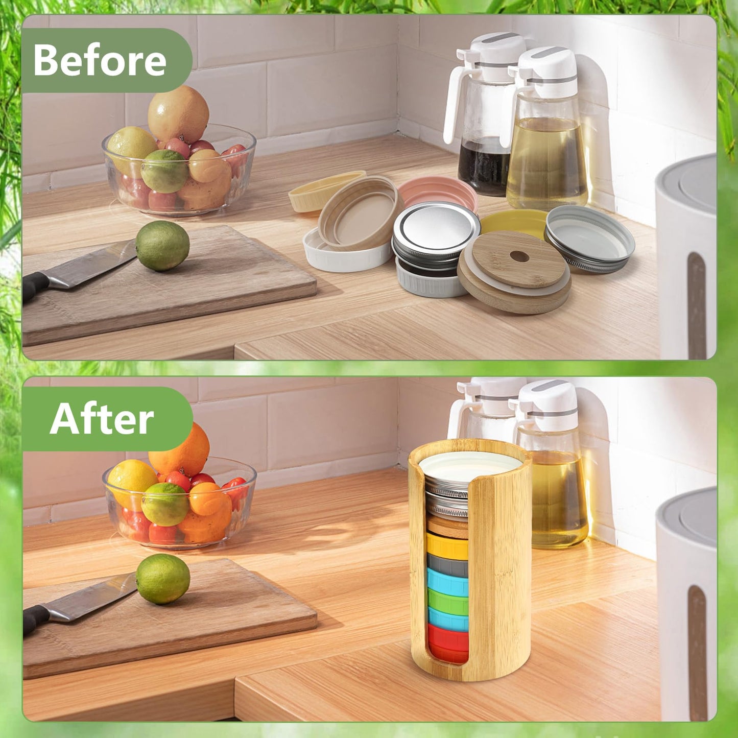 Mason Jar Lid Bamboo Storage Box (2 pcs)