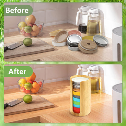 Mason Jar Lid Bamboo Storage Box (2 pcs)