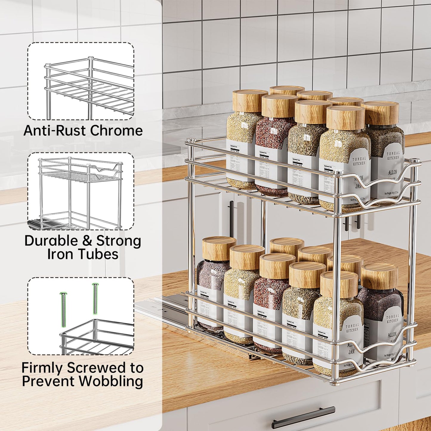 Pull-Out Spice Rack Organizer