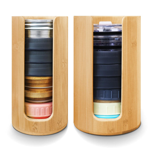 Mason Jar Lid Bamboo Storage Box (2 pcs)