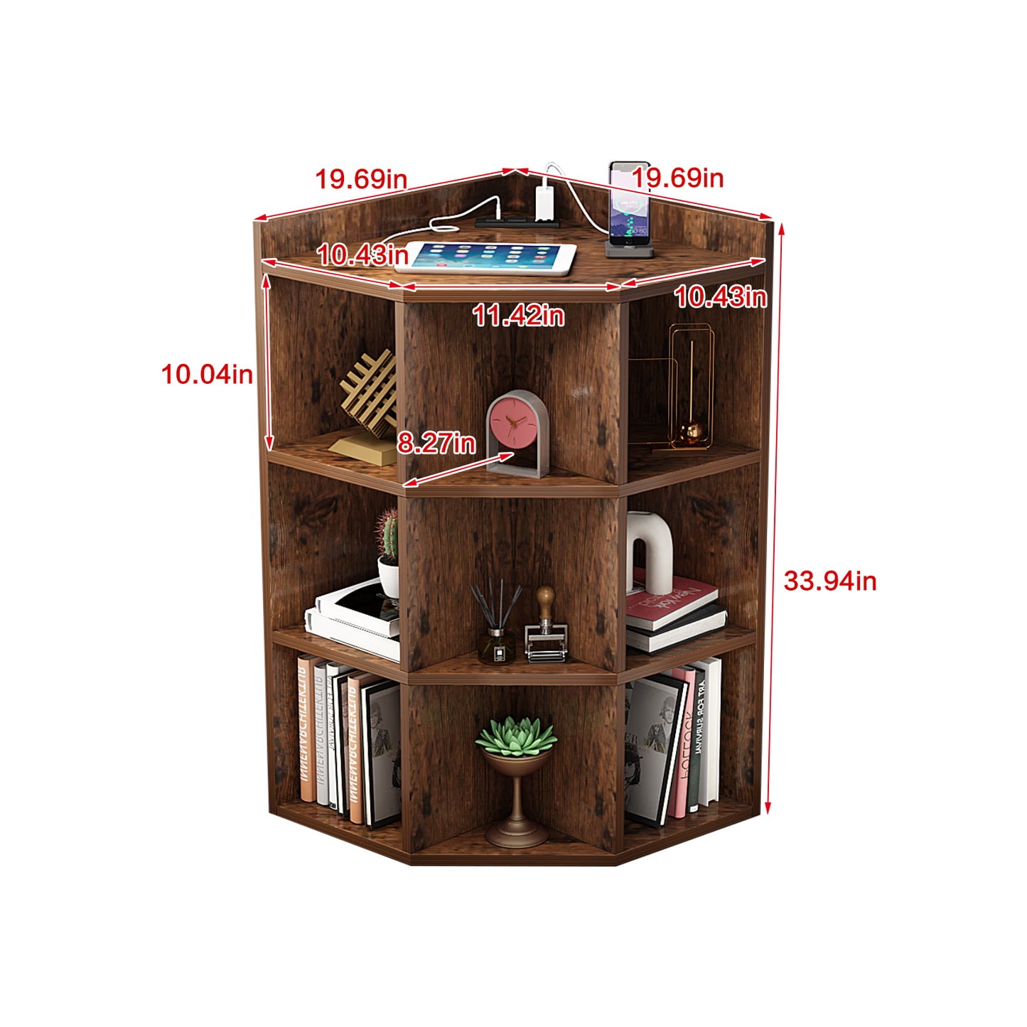 Corner Bookshelf Wood Storage Rack | ZENIRA