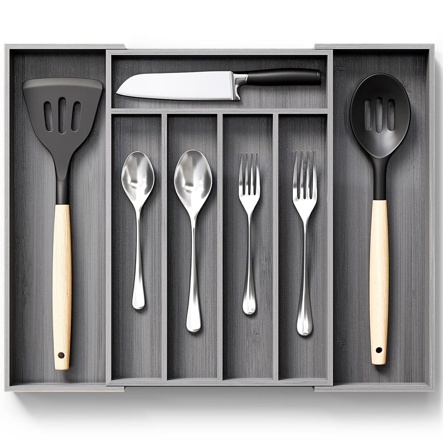 Bamboo Silverware Organizer