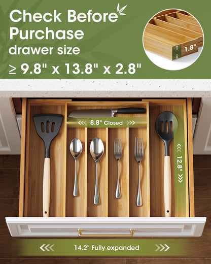 Bamboo Silverware Organizer