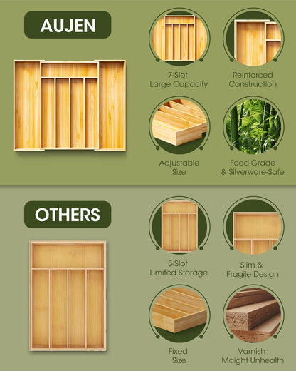 Bamboo Silverware Organizer