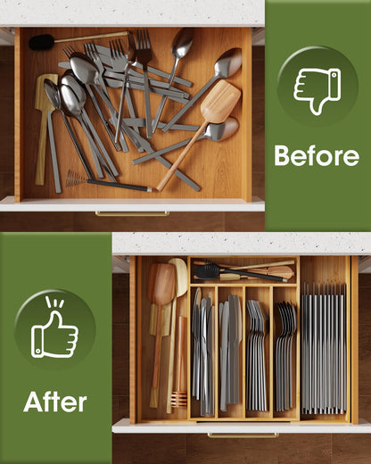 Bamboo Silverware Organizer