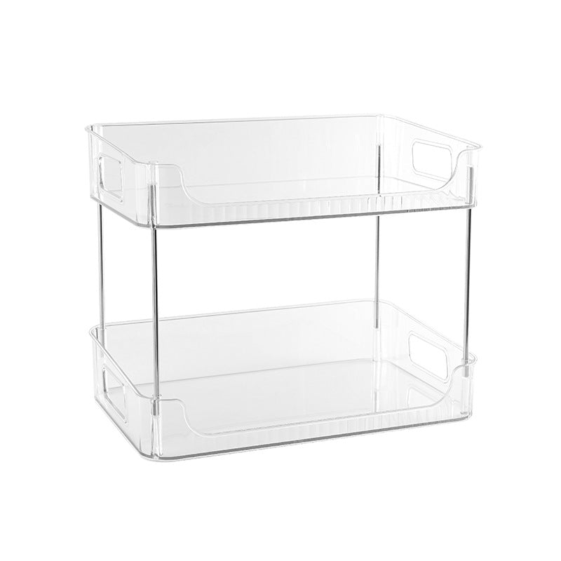 Desktop transparent multifunctional double-layer folding storage rack transparency