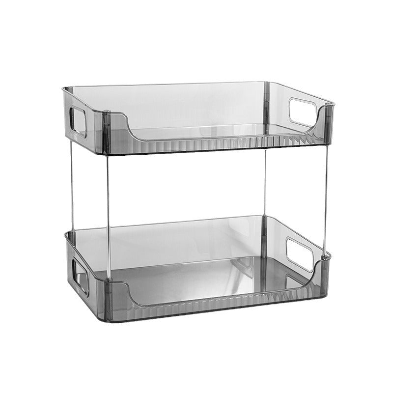 Desktop transparent multifunctional double-layer folding storage rack gray