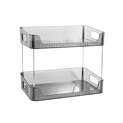 Desktop transparent multifunctional double-layer folding storage rack gray