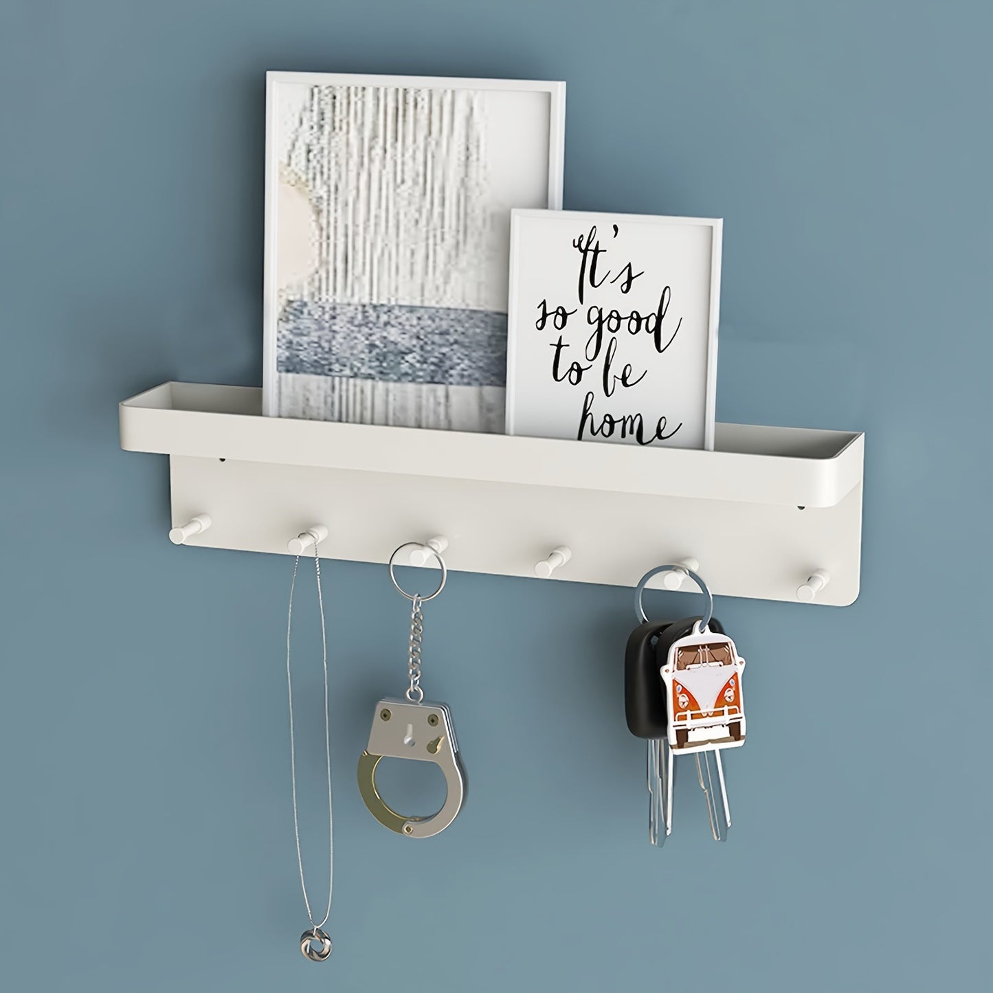 Towel Rack Bathroom Shelf All-in-One No-Punch Wall Hanging white display