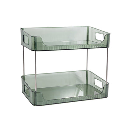 Desktop transparent multifunctional double-layer storage rack  green