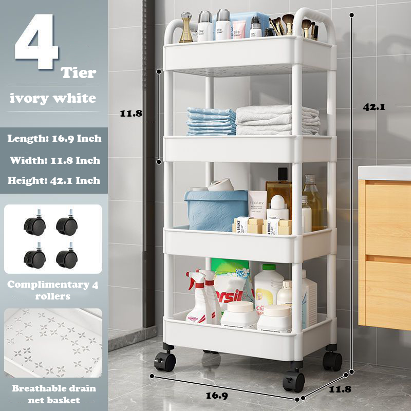 4 Tier white Cart storage racks 