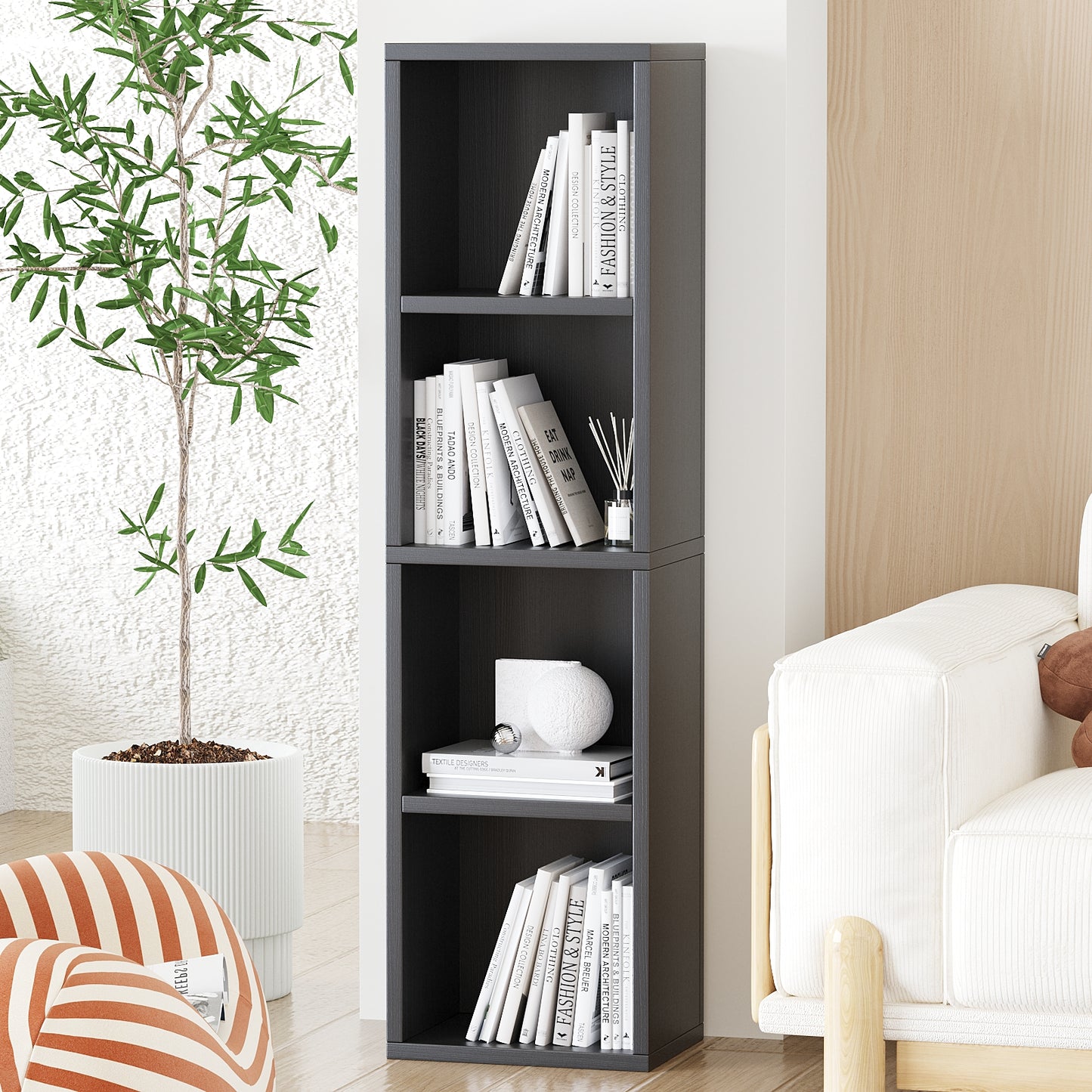 Small Narrow Corner Bookcase Cube Bookshelf-856