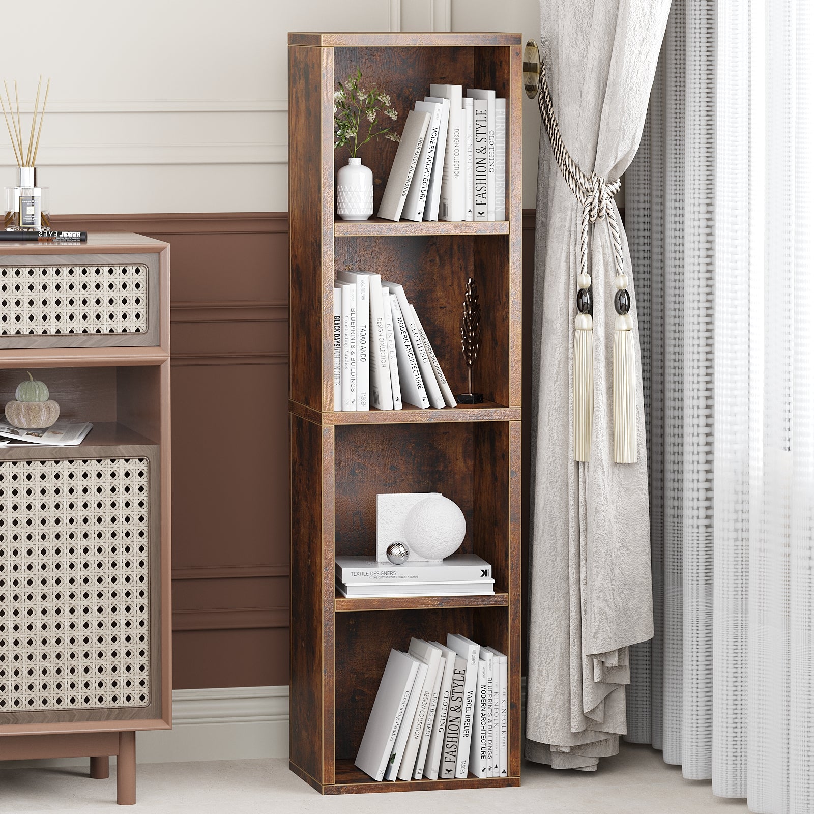 Small Narrow Corner Bookcase Cube Bookshelf-84