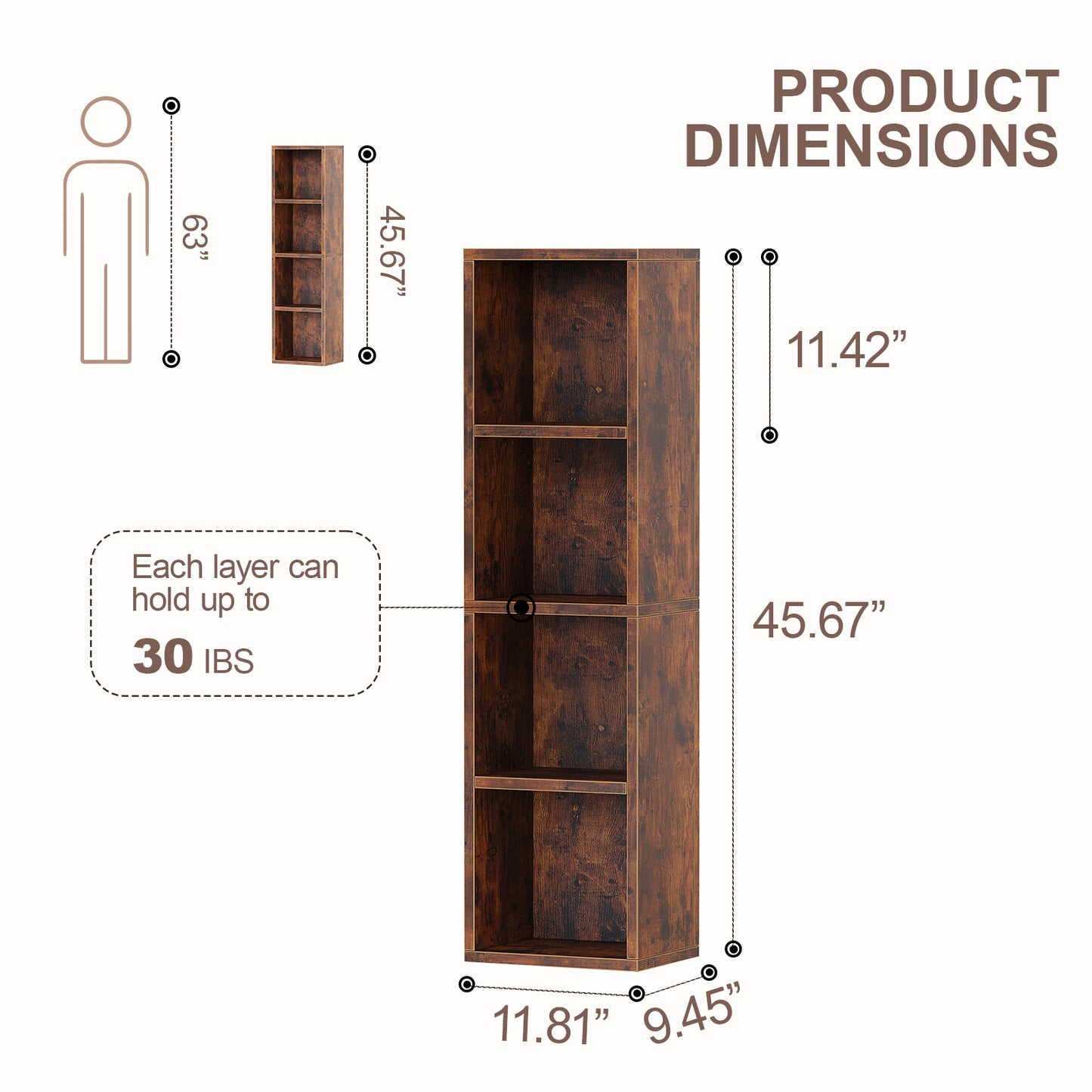 Small Narrow Corner Bookcase Cube Bookshelf-46