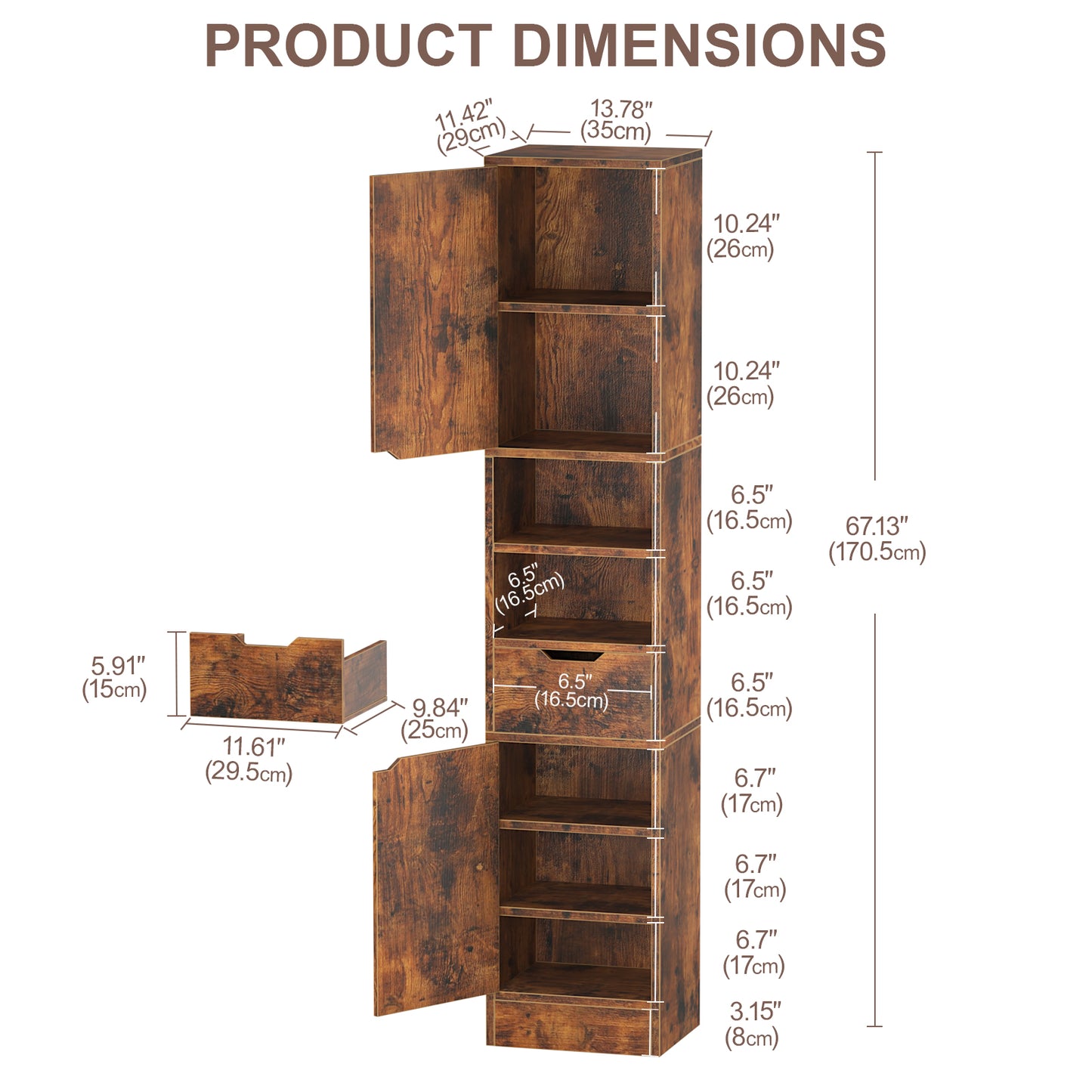 Tall Storage Cabinet with Doors and Shelves-6654