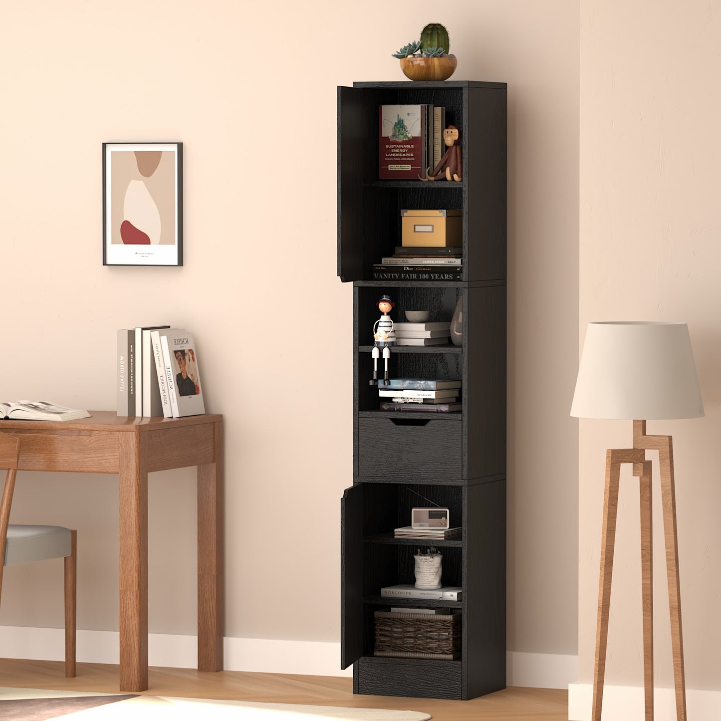 Tall Storage Cabinet with Doors and Shelves-65