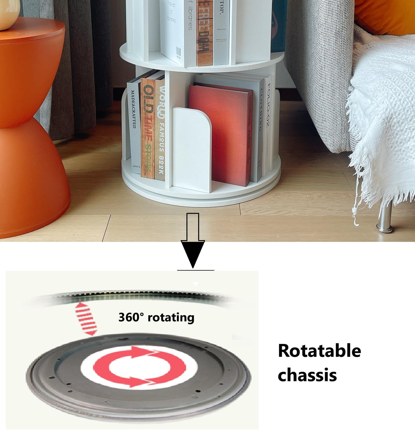 Rotating Bookshelf Floor-standing Bookcase